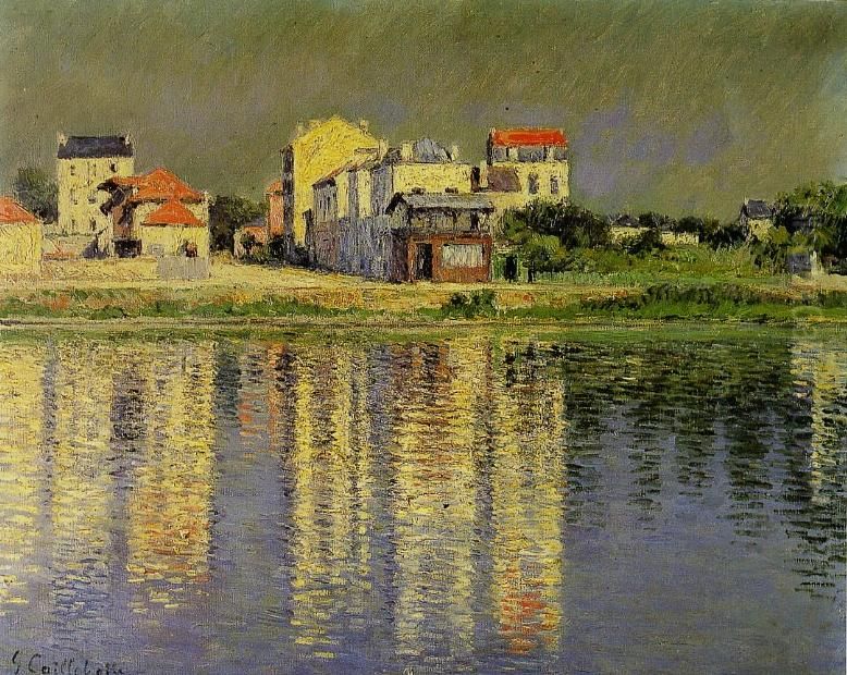 Reflets de maisons dans l'eau de la Seine pres d'Argenteuil Oil Painting by Gustave Caillebotte