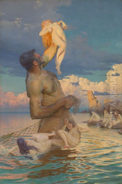 Polyphemus' Fish Catch Oil Painting by Max Pietschmann