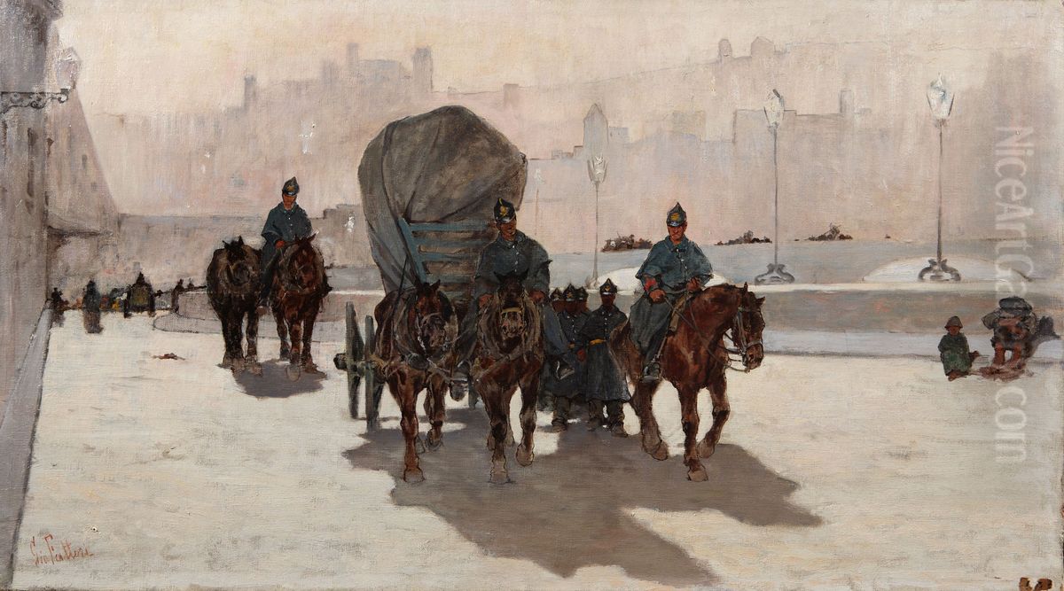 Artillerymen on the Lungarno, Florence Oil Painting by Giovanni Fattori