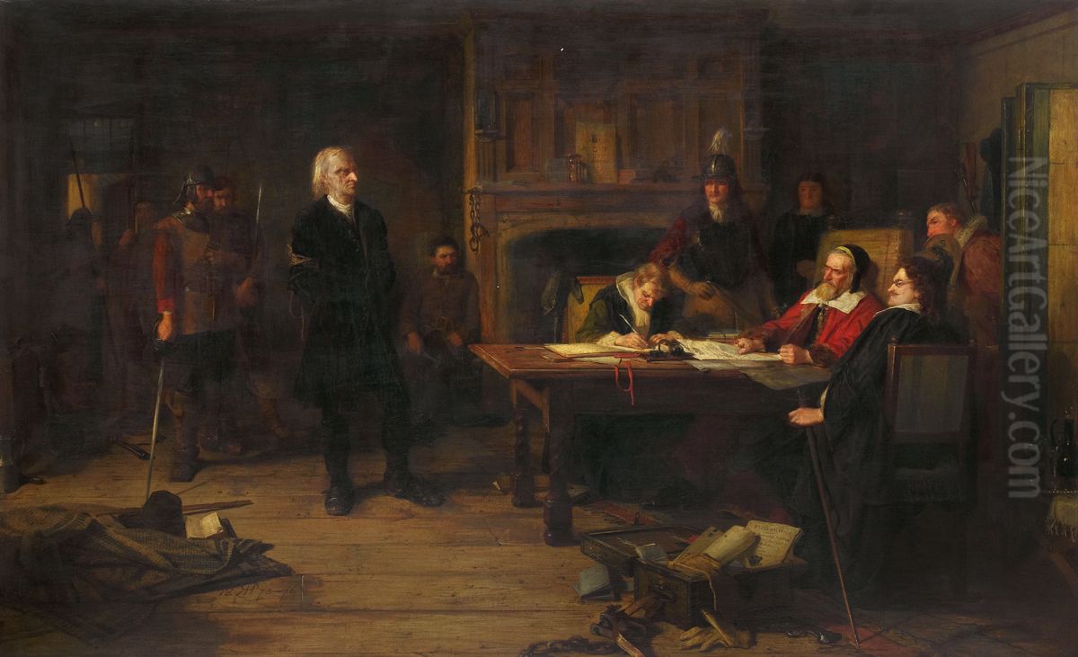 A Conventicle Preacher before the Justices Oil Painting by unknown
