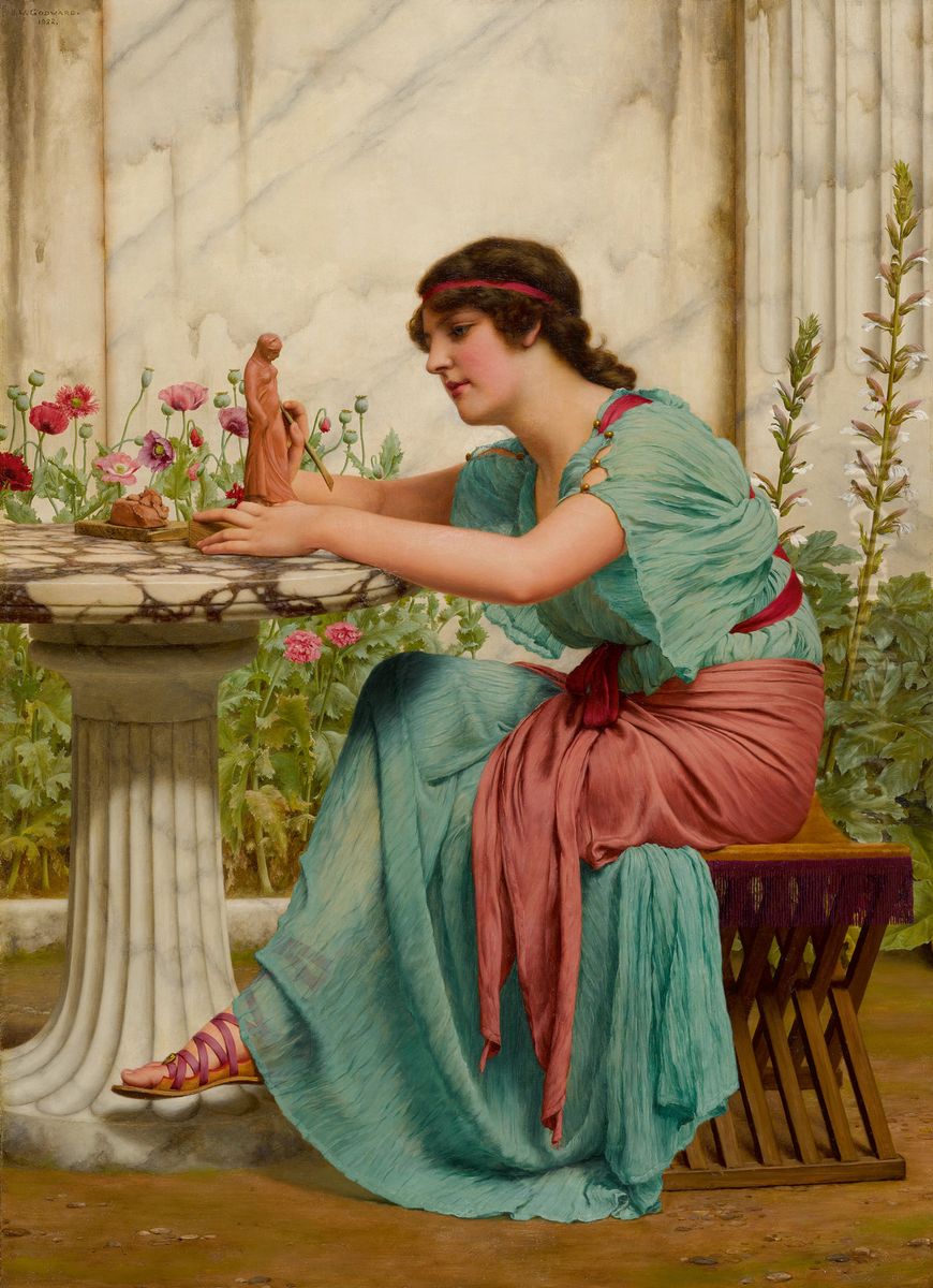 A Dilettante Oil Painting by John William Godward
