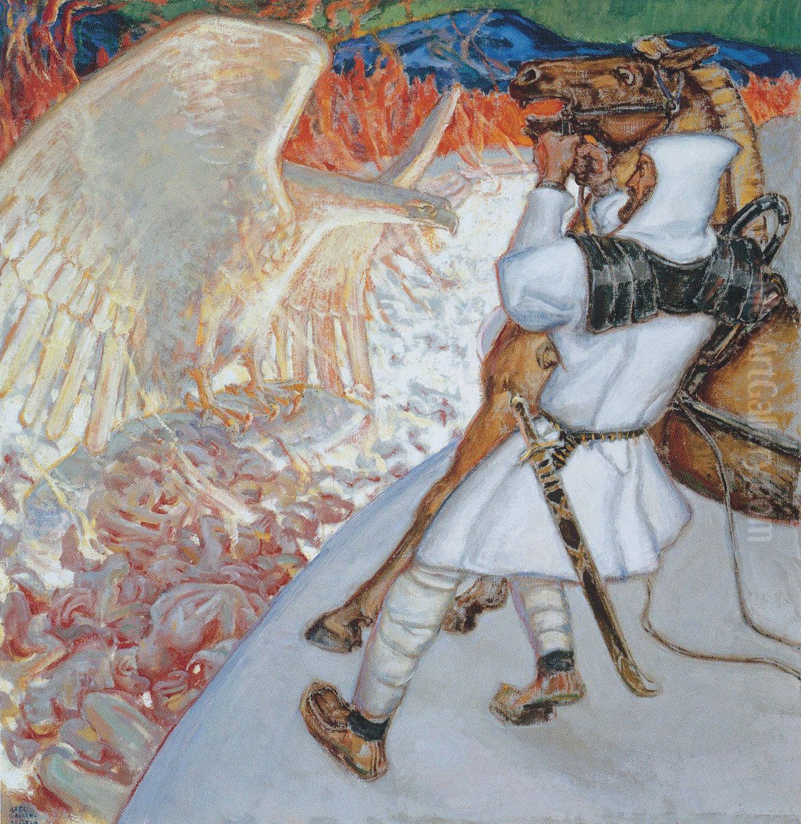 Lemminkainen tulijoella Oil Painting by Akseli Valdemar Gallen-Kallela