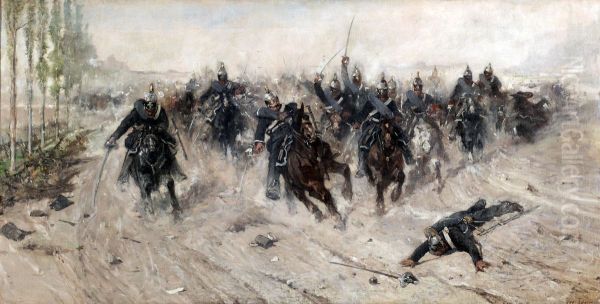 La battaglia della Sforzesca Oil Painting by Giovanni Fattori
