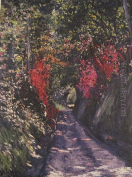 Allee sous bois Oil Painting by unknown