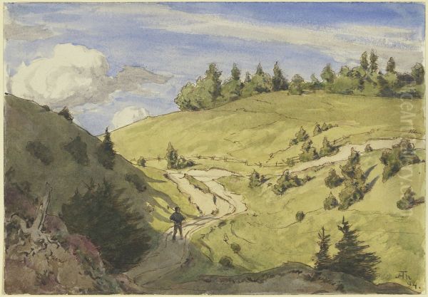Landscape in the Black Forest Oil Painting by Hans Thoma