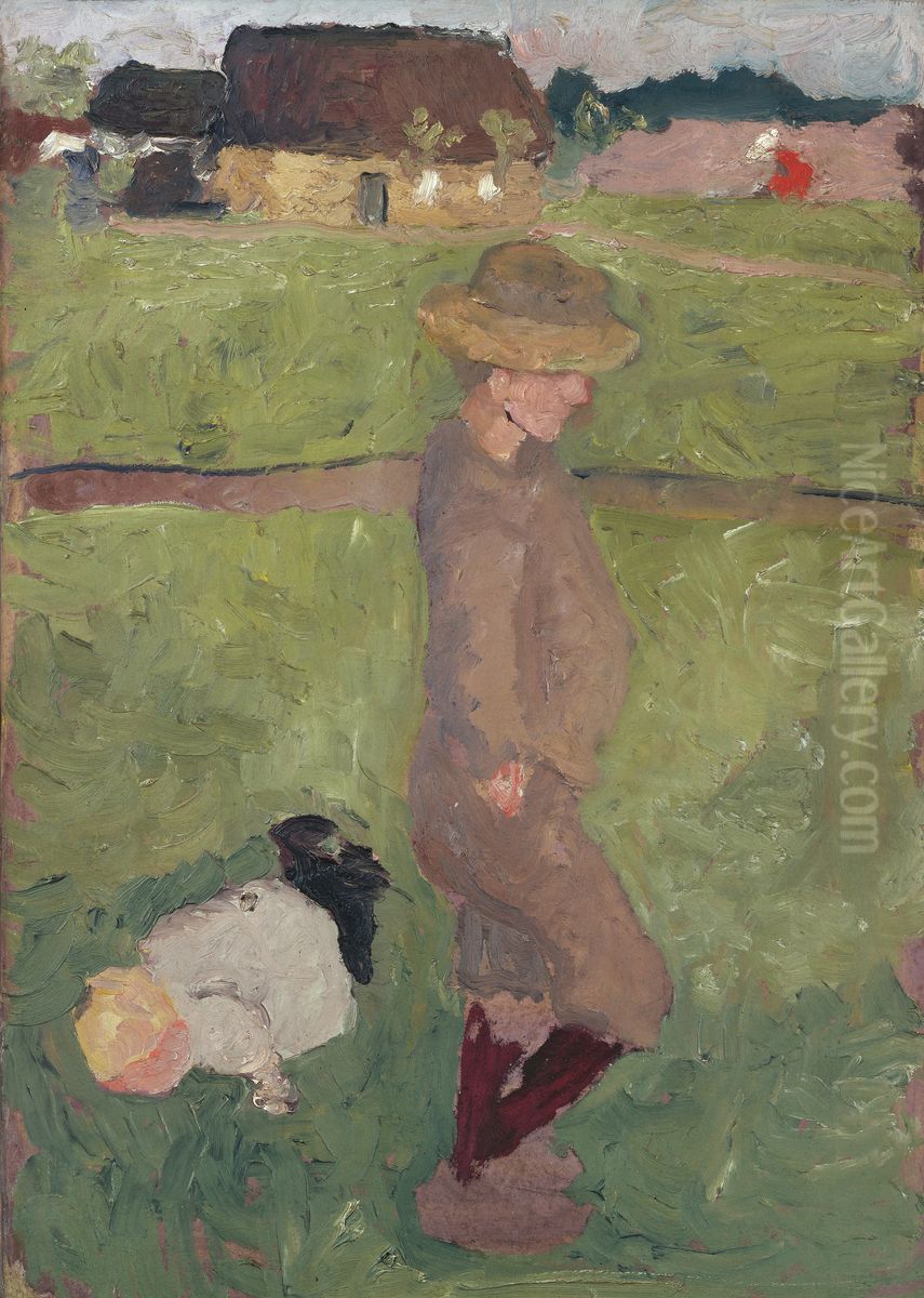 Kinder auf der Wiese Oil Painting by Paula Modersohn-Becker