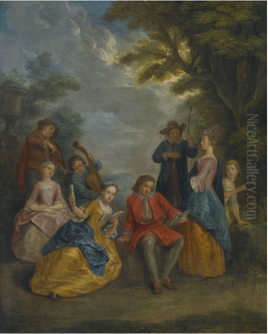 A FETE CHAMPETRE Oil Painting by Josef Frans Nollekens