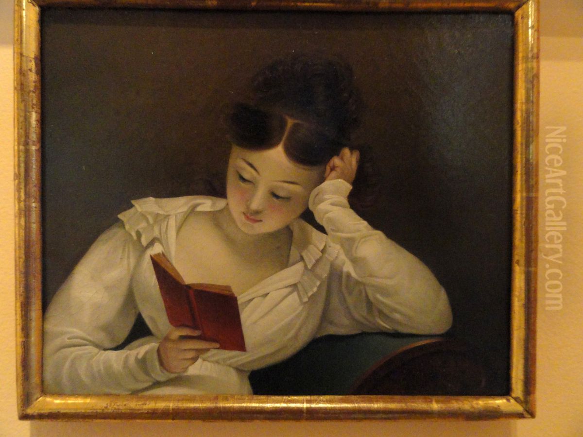 A Girl Reading Oil Painting by Berndt Godenhjelm