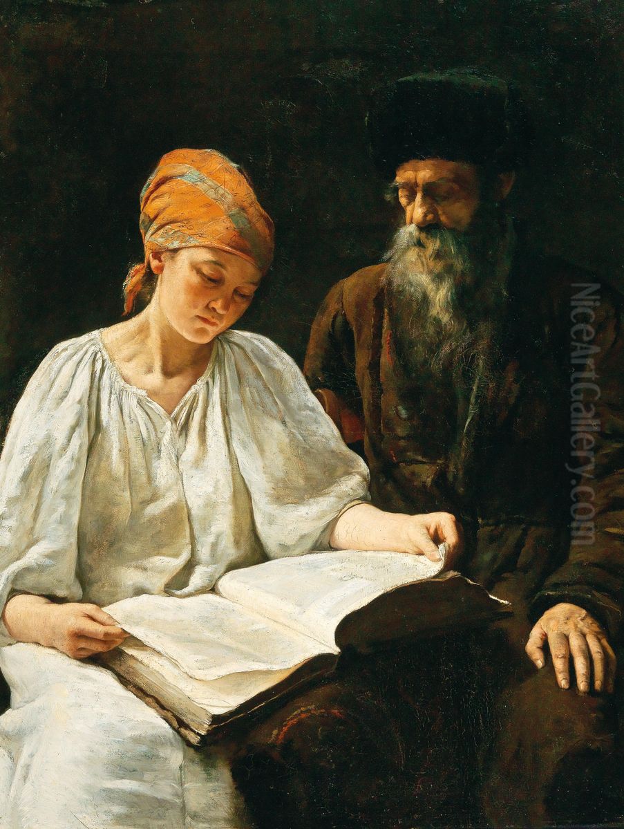 A girl reading Oil Painting by unknown