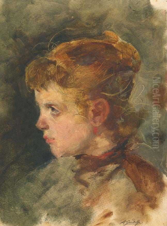 A gandolfo ritratto di bimba Oil Painting by Antonino Gandolfo