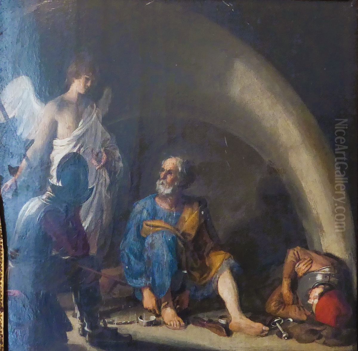 The deliverance of Saint Peter Oil Painting by Sebastien Bourdon