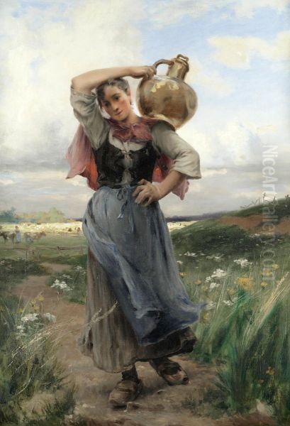 Milking time Oil Painting by Georges Laugee