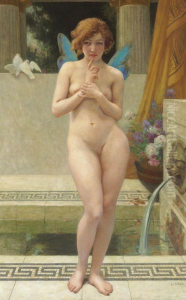 A Nymph by a Fountain Oil Painting by Guillaume Seignac