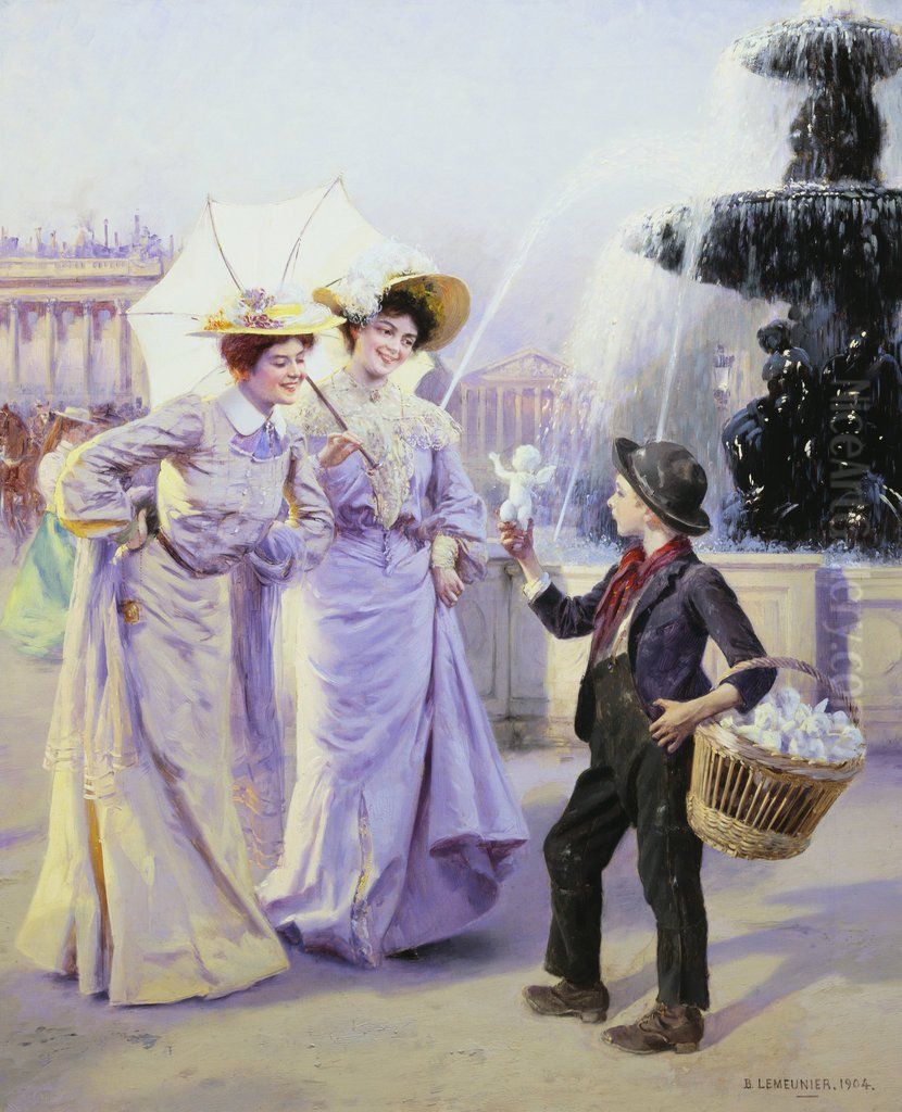 A Parisian Street Urchin, 1904 Oil Painting by Basile Lemeunier