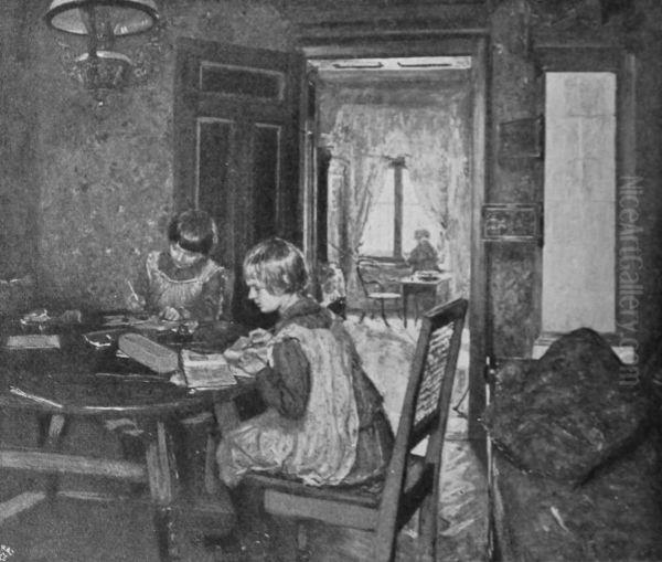 A nursery Oil Painting by Fritz von Uhde