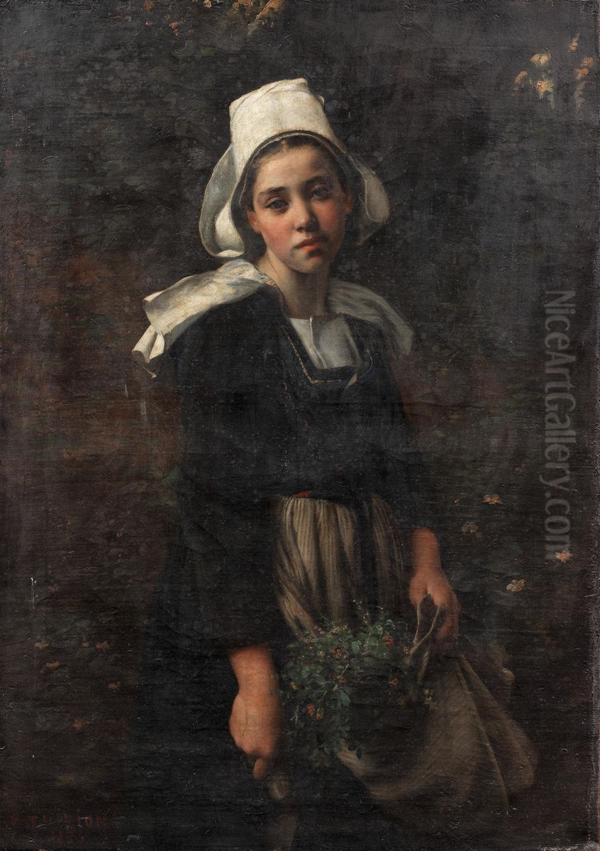 A peasant girl Oil Painting by Charles Victor Thirion