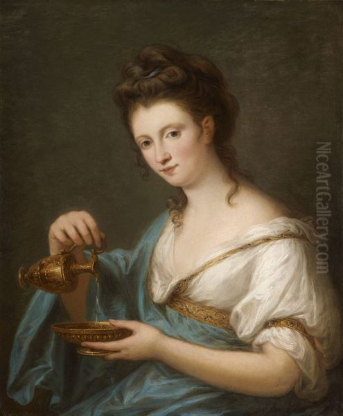 A personification of Hebe Oil Painting by Angelica Kauffmann