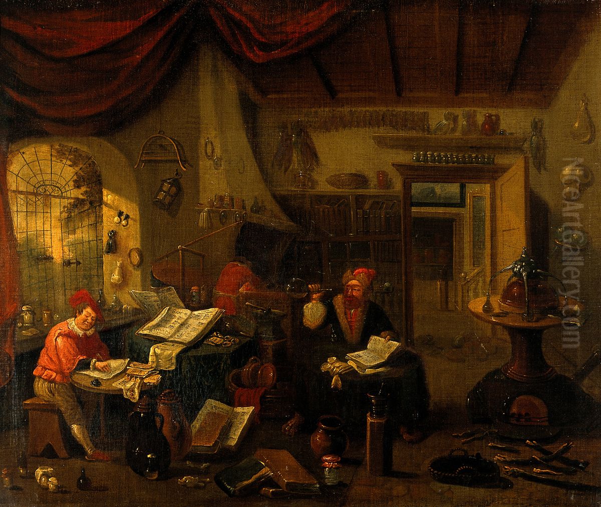 A philosopher in his cabinet. Oil Painting by unknown