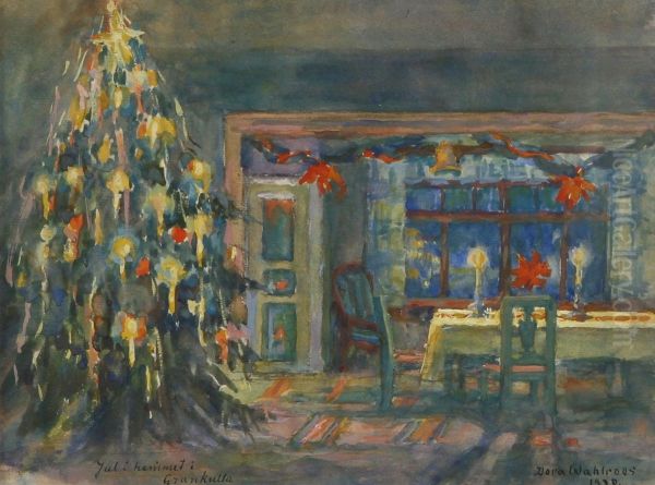 Christmas Tree Oil Painting by Dora Wahlroos