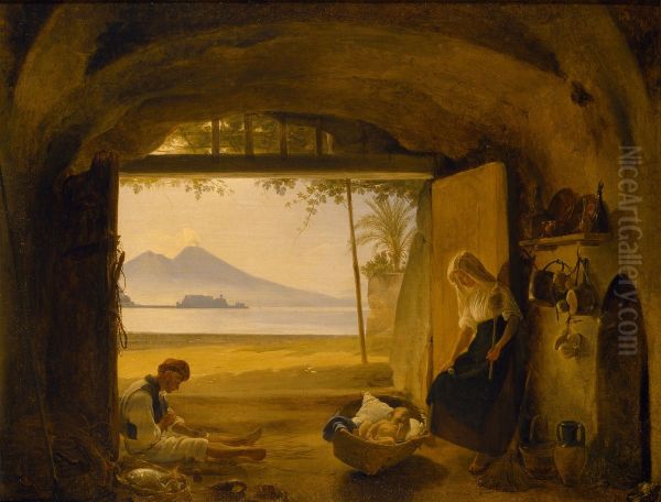 Neapolitanische Fischerfamilie Oil Painting by Franz Ludwig Catel