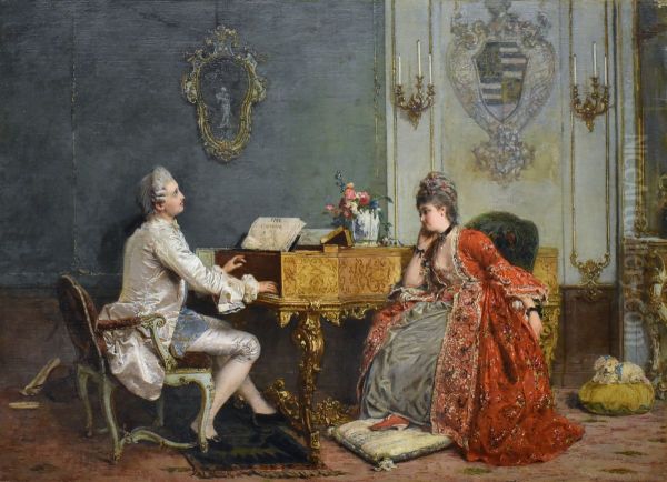 Recital privato Oil Painting by Gerolamo Induno
