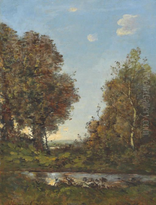 A Serene Afternoon Oil Painting by Henri Harpignies