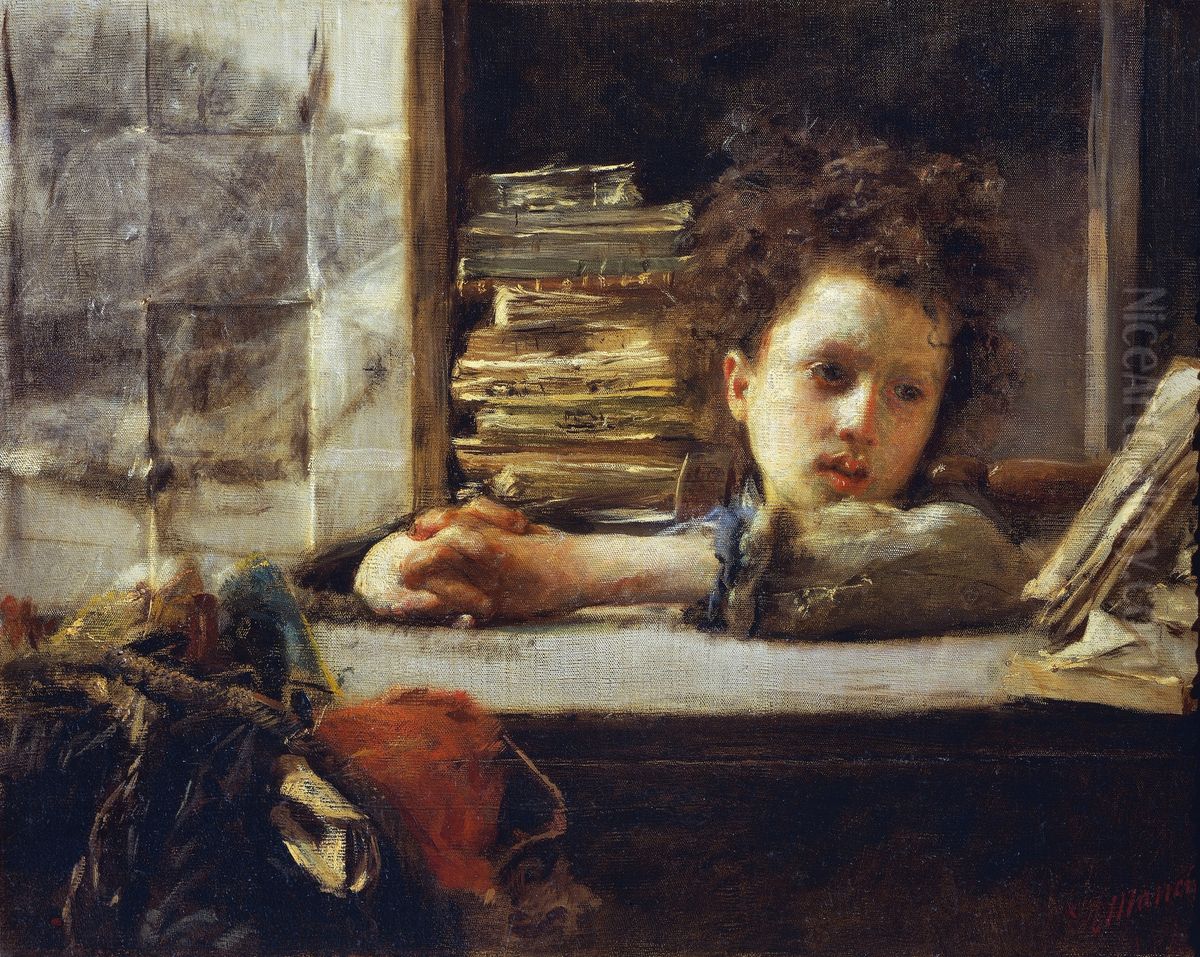 The Study Oil Painting by Antonio Mancini