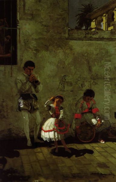 A street scene in Sevilla Oil Painting by Thomas Eakins