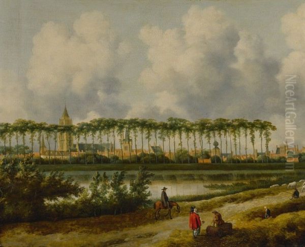 A view of Gorinchem from the southwest Oil Painting by Jan van Kessel