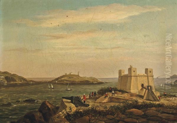A View of Wignacourt Tower with St Paul's Bay beyond, Malta Oil Painting by unknown