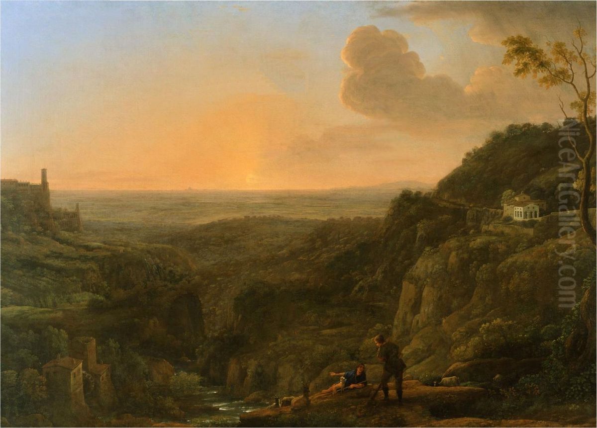 A view of the Roman Campagna from Tivoli, evening Oil Painting by Claude Lorrain (Claude Gellee)