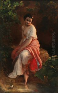 A woman bathing