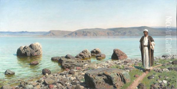 <<Na Tiveriadskom (Genisaretskom) ozere>> Oil Painting by Vasily Polenov