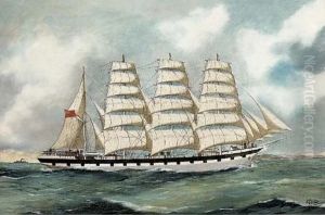 The four-masted barque 'Falls of Halladale' off Antwerp, 1910