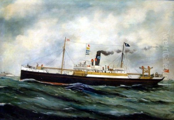 SteamerHarlingen Oil Painting by Harry J. Jansen