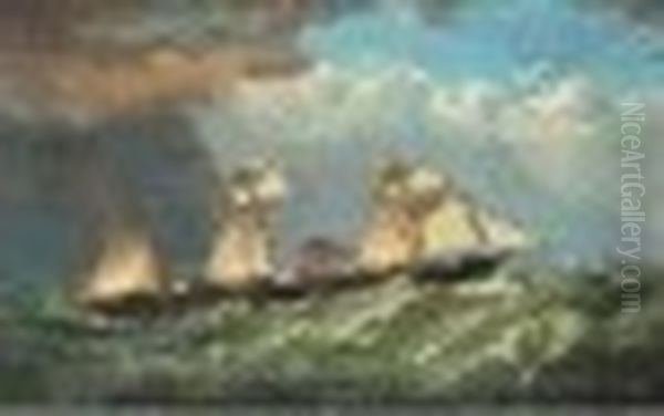 The British SteamerMordenwoodin Coastal Waters, 1919 Oil Painting by Harry J. Jansen