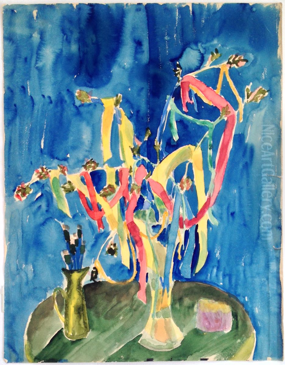 Coloured_Ribbons_on_Twigs_(Ties) Oil Painting by Walter Gramatte