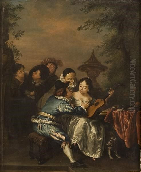 Razposajena druzba Oil Painting by Jan Abel Wassenbergh I