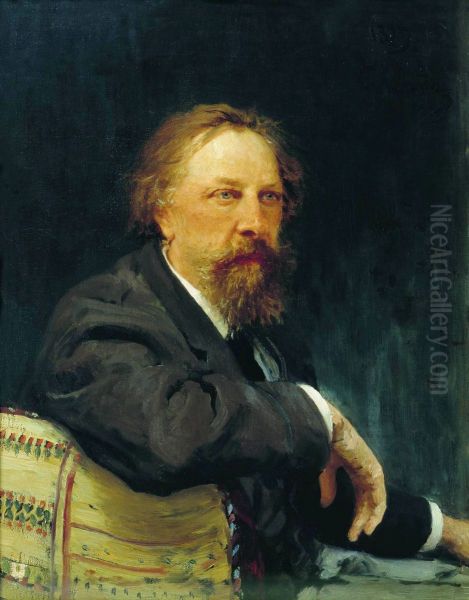 Portrait of the writer Aleksey Konstantinovich Tolstoy Oil Painting by Repin Iliya