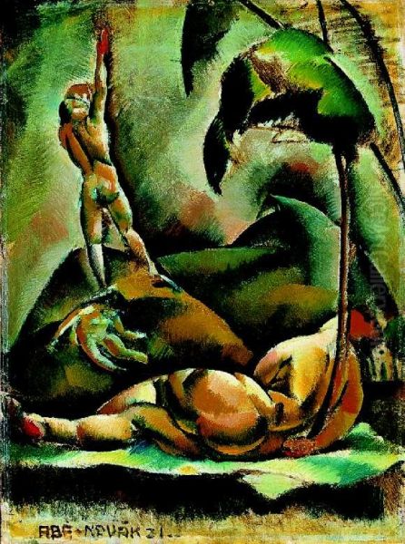 Nudes in the Landscape Oil Painting by Vilmos Aba-Novak