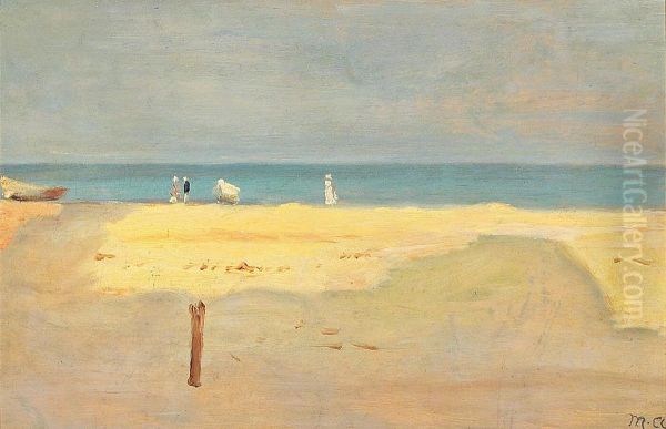 A summer day at Skagen Beach. Oil Painting by Michael Peter Ancher