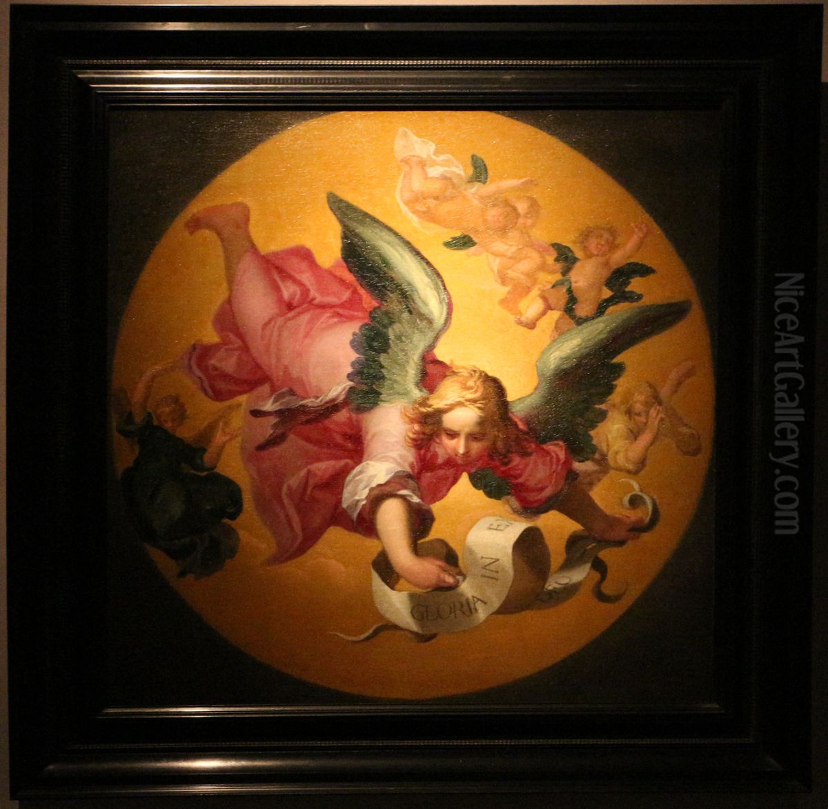 angelo in volo con cartiglio Oil Painting by Abraham Bloemaert
