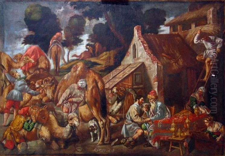 Abraham encarga a Eliezer que busque una esposa a su hijo Isaac Oil Painting by Pedro Orrente