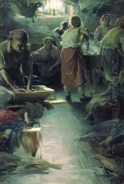 The Washer Women. Oil Painting by Abram Arkhipov