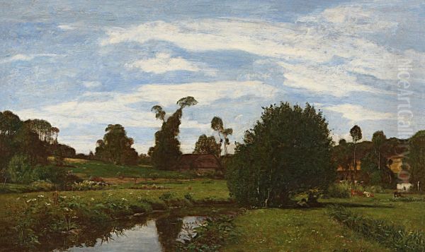 Paysage normand Oil Painting by Eugene Louis Boudin
