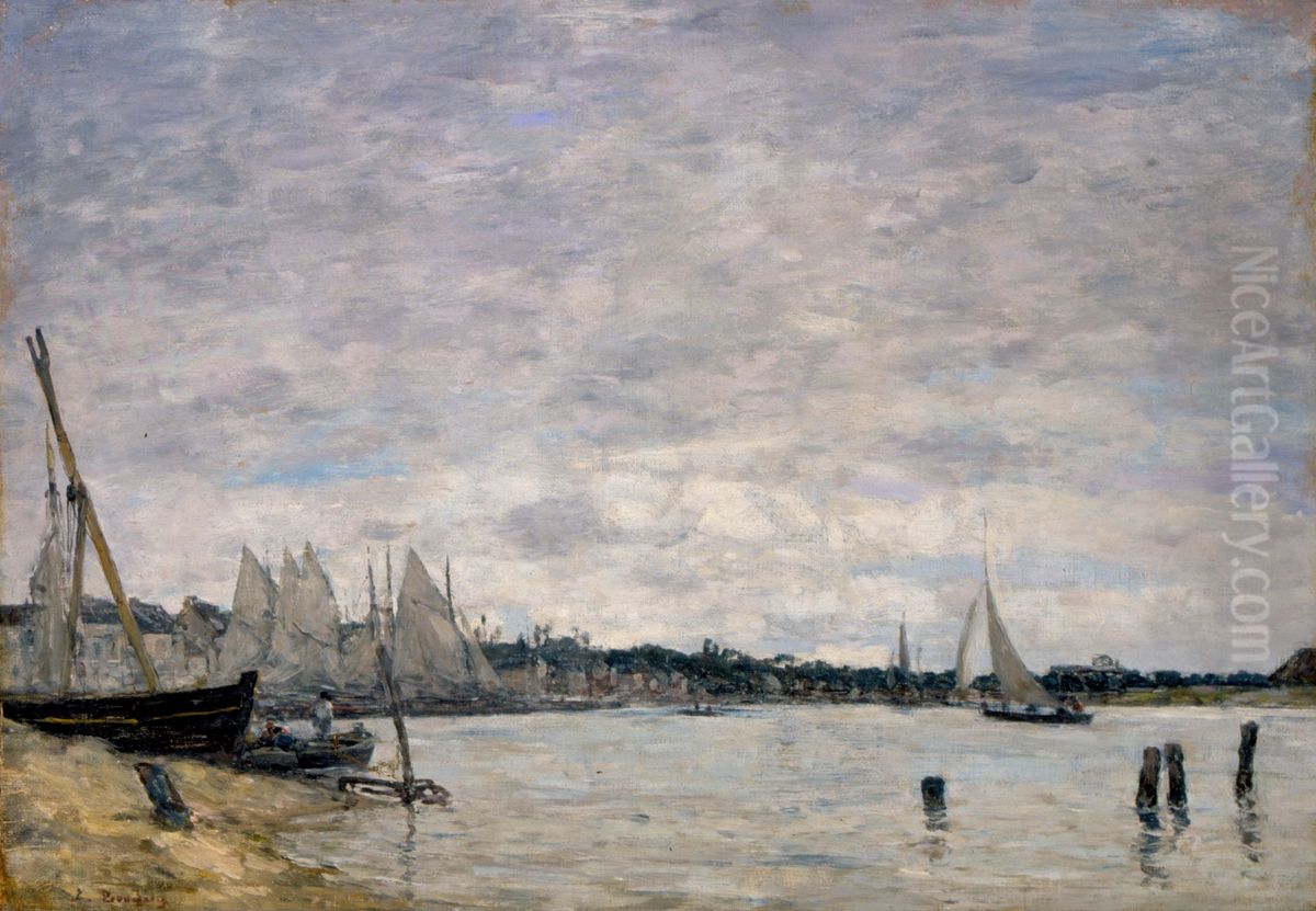 Trouville - View of the cove Oil Painting by Eugene Louis Boudin