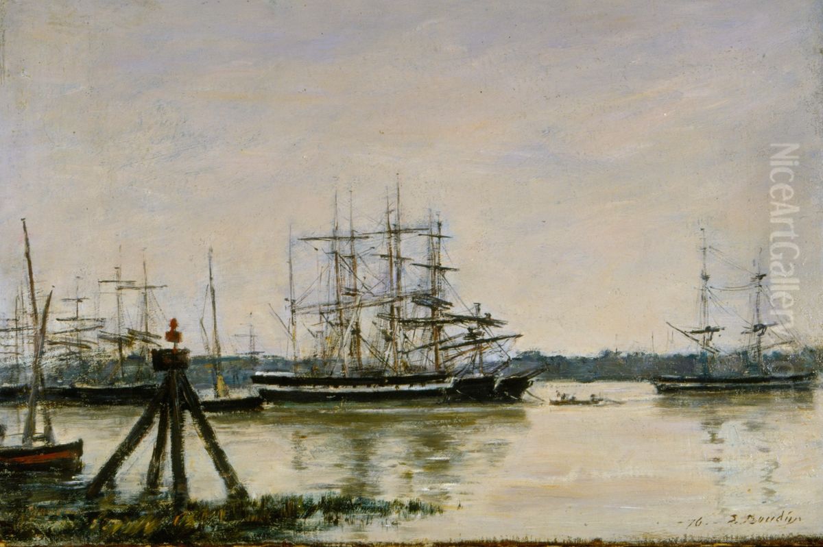 Bordeaux - The port Oil Painting by Eugene Louis Boudin