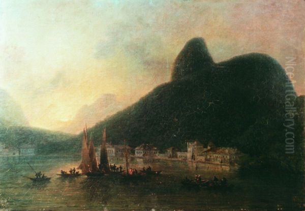 View of Botafogo cove Oil Painting by Nicolas-Antoine Taunay