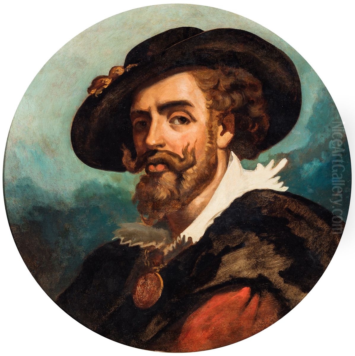 Portrait of the Flemish painter Peter Paul Rubens Oil Painting by Juan Leon Palliere