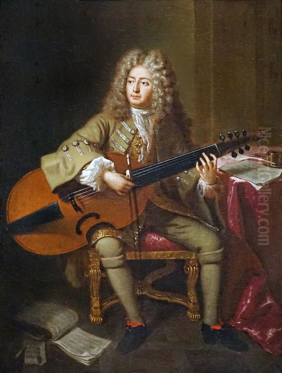 Portrait du compositeur Marin Marais Oil Painting by Andre Bouys